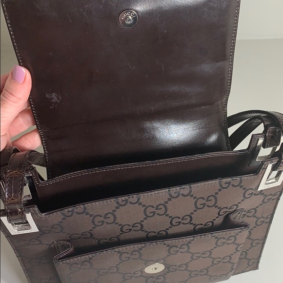 Rare Gucci crocodile and canvas shoulder bag - Picture 4 of 5